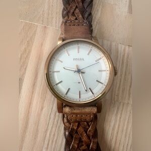 Fossil ladies rose gold tone boyfriend style watch NEW BATTERY